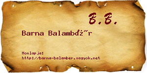 Barna Balambér névjegykártya